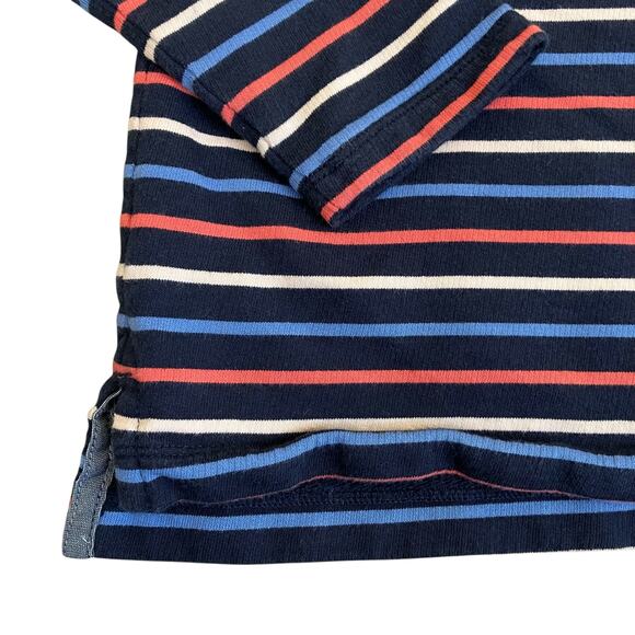 L.L. Bean Sz S Soft Cotton Rugby Henley Pullover Navy Pink Striped Casual Preppy - Picture 14 of 16